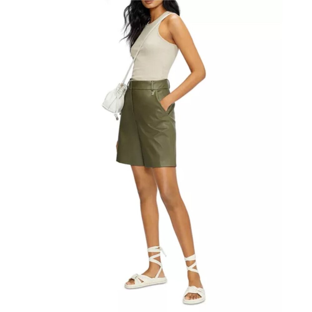 Ted Baker London Olive Bijouu Tailored Faux-Leather City Shorts Women's (2) SZ 6